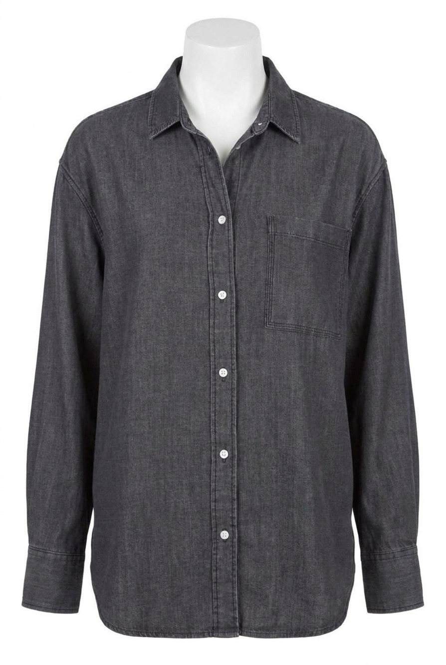 NEW LYSSE lunette st chambray shirt in washed black